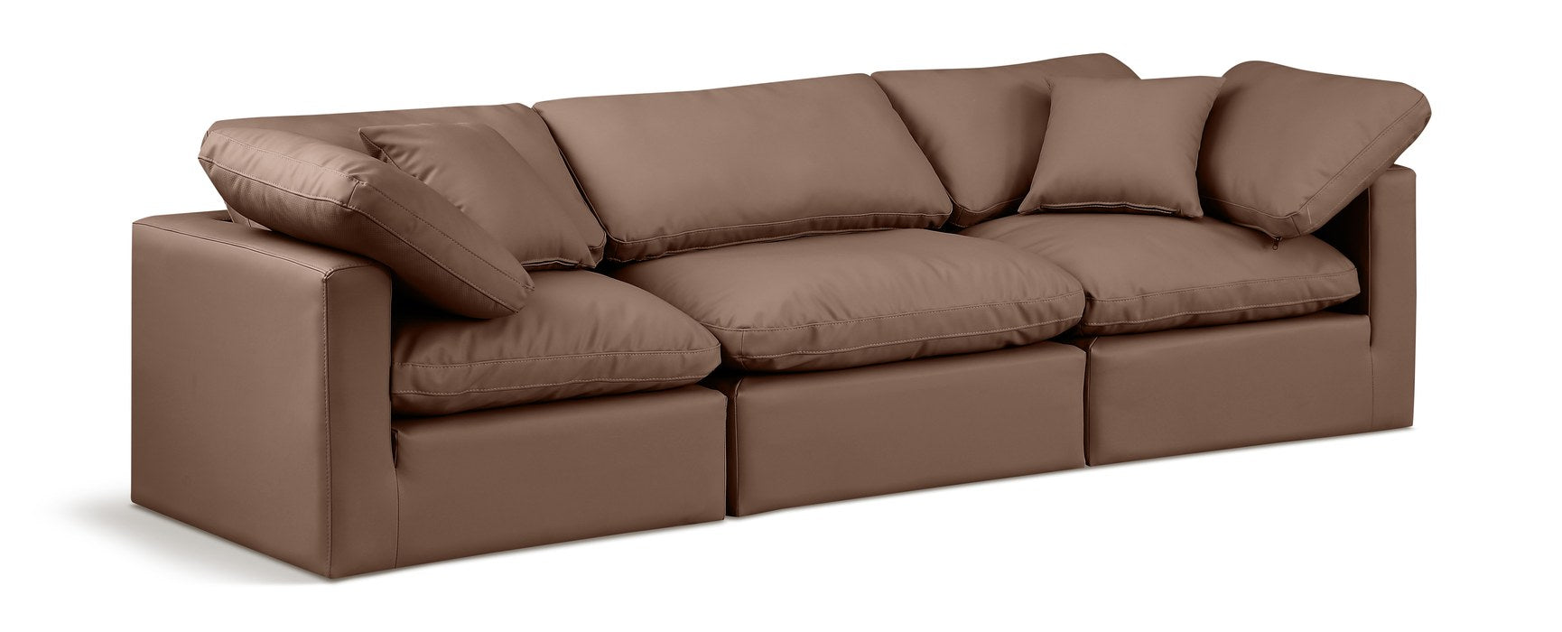 Meridian Furniture - Indulge 105" Brown Vegan Leather Upholstered 3pc. Sofa - 146Brown-S105 - GreatFurnitureDeal