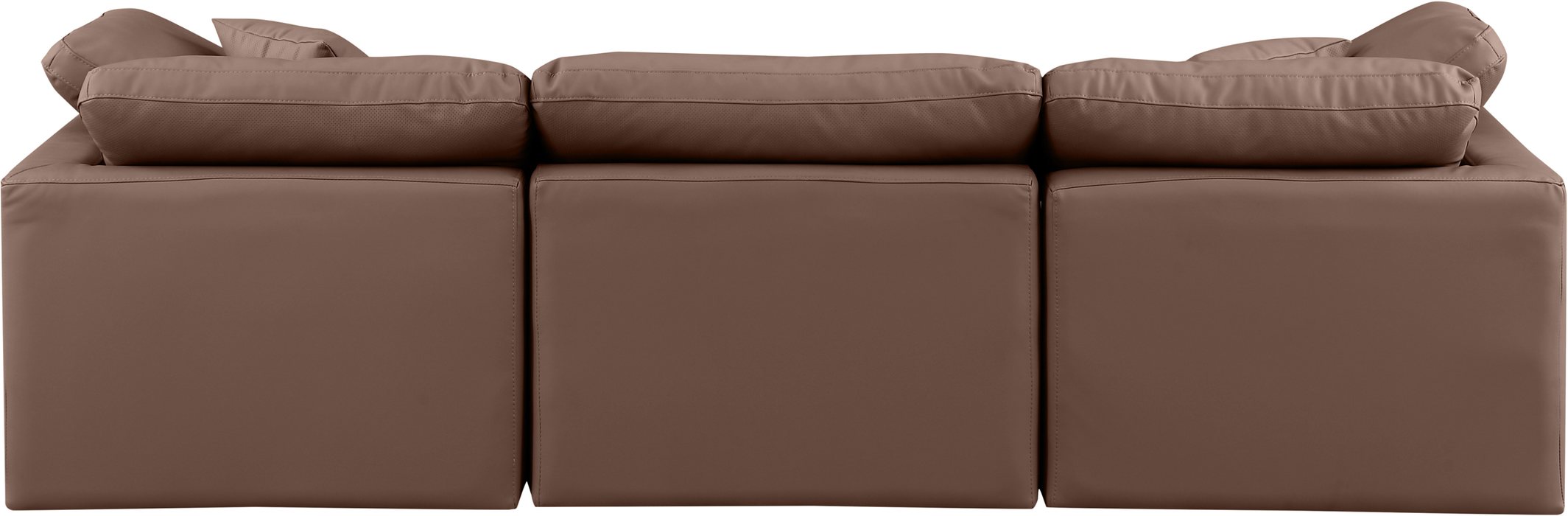 Meridian Furniture - Indulge 105" Brown Vegan Leather Upholstered 3pc. Sofa - 146Brown-S105 - GreatFurnitureDeal