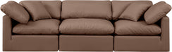 Meridian Furniture - Indulge 105" Brown Vegan Leather Upholstered 3pc. Sofa - 146Brown-S105 - GreatFurnitureDeal