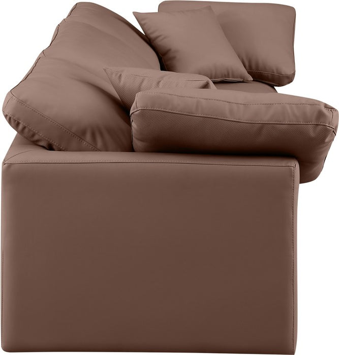 Meridian Furniture - Indulge 105" Brown Vegan Leather Upholstered 3pc. Sofa - 146Brown-S105 - GreatFurnitureDeal