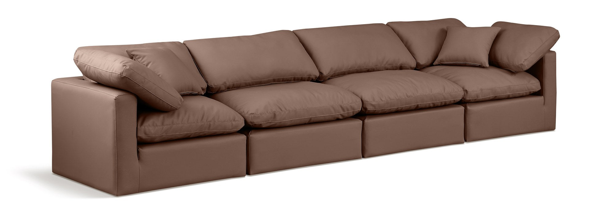 Meridian Furniture - Indulge 140" Brown Vegan Leather Upholstered 4pc. Sofa - 146Brown-S140 - GreatFurnitureDeal