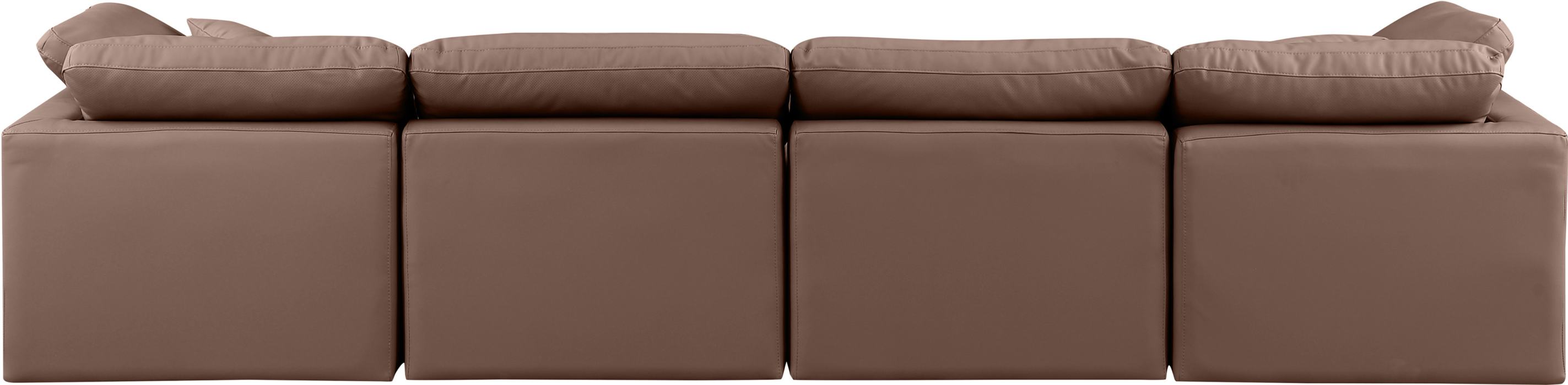 Meridian Furniture - Indulge 140" Brown Vegan Leather Upholstered 4pc. Sofa - 146Brown-S140 - GreatFurnitureDeal