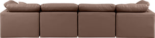 Meridian Furniture - Indulge 140" Brown Vegan Leather Upholstered 4pc. Sofa - 146Brown-S140 - GreatFurnitureDeal