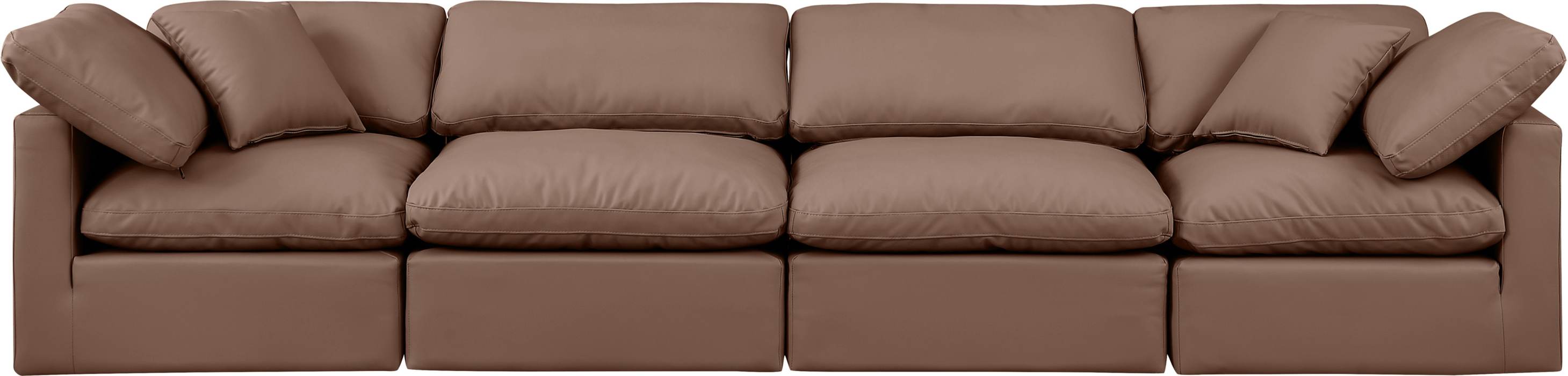 Meridian Furniture - Indulge 140" Brown Vegan Leather Upholstered 4pc. Sofa - 146Brown-S140 - GreatFurnitureDeal