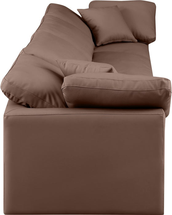 Meridian Furniture - Indulge 140" Brown Vegan Leather Upholstered 4pc. Sofa - 146Brown-S140 - GreatFurnitureDeal