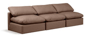 Meridian Furniture - Indulge 105" Brown Vegan Leather Upholstered 3pc. Armless Sofa - 146Brown-S3 - GreatFurnitureDeal