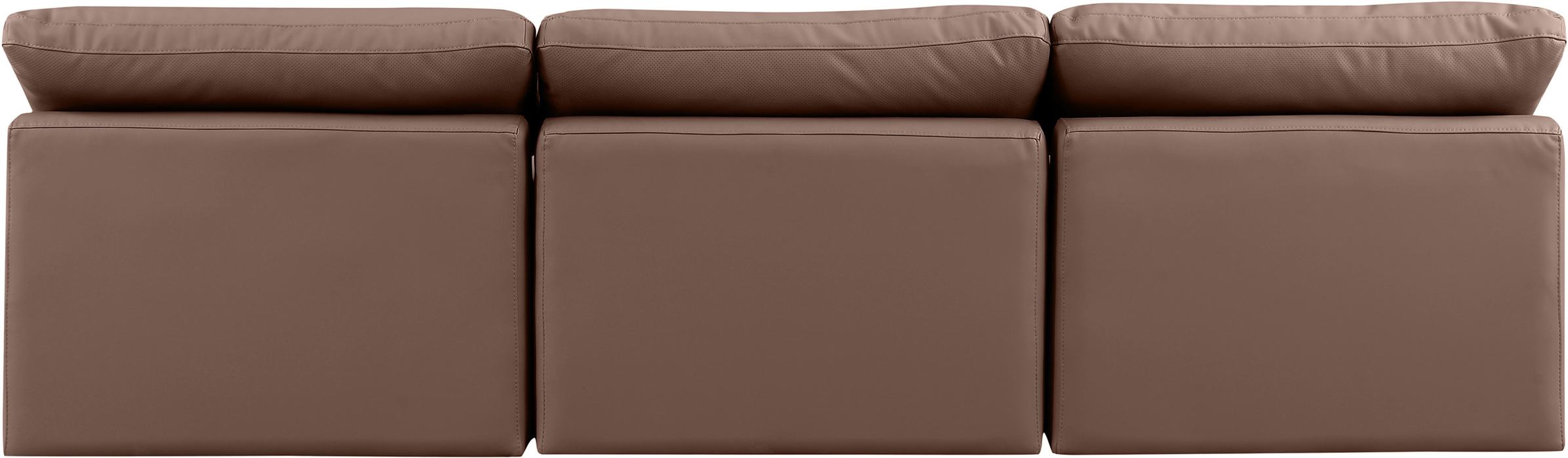 Meridian Furniture - Indulge 105" Brown Vegan Leather Upholstered 3pc. Armless Sofa - 146Brown-S3 - GreatFurnitureDeal