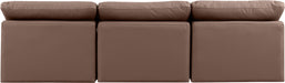 Meridian Furniture - Indulge 105" Brown Vegan Leather Upholstered 3pc. Armless Sofa - 146Brown-S3 - GreatFurnitureDeal