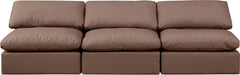 Meridian Furniture - Indulge 105" Brown Vegan Leather Upholstered 3pc. Armless Sofa - 146Brown-S3 - GreatFurnitureDeal
