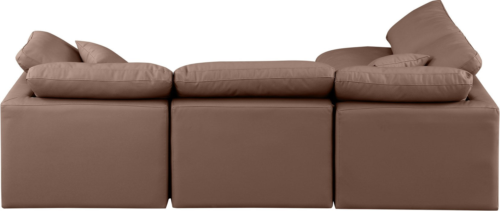 Meridian Furniture - Indulge 105" Brown Vegan Leather Upholstered 4pc. Sectional - 146Brown-Sec4B - GreatFurnitureDeal