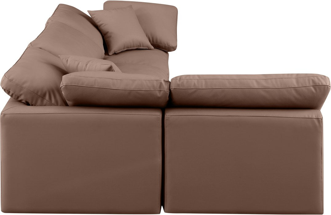 Meridian Furniture - Indulge 105" Brown Vegan Leather Upholstered 4pc. Sectional - 146Brown-Sec4B - GreatFurnitureDeal