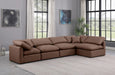 Meridian Furniture - Indulge 140" Brown Vegan Leather Upholstered 5pc. Sectional - 146Brown-Sec5D - GreatFurnitureDeal