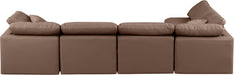 Meridian Furniture - Indulge 140" Brown Vegan Leather Upholstered 5pc. Sectional - 146Brown-Sec5D - GreatFurnitureDeal