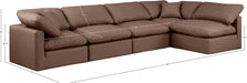 Meridian Furniture - Indulge 140" Brown Vegan Leather Upholstered 5pc. Sectional - 146Brown-Sec5D - GreatFurnitureDeal