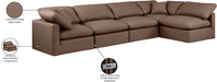 Meridian Furniture - Indulge 140" Brown Vegan Leather Upholstered 5pc. Sectional - 146Brown-Sec5D - GreatFurnitureDeal
