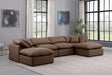 Meridian Furniture - Indulge 140" Brown Vegan Leather Upholstered 6pc. Sectional - 146Brown-Sec6B - GreatFurnitureDeal
