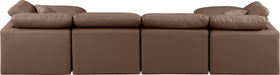 Meridian Furniture - Indulge 140" Brown Vegan Leather Upholstered 6pc. Sectional - 146Brown-Sec6B - GreatFurnitureDeal