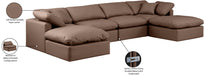 Meridian Furniture - Indulge 140" Brown Vegan Leather Upholstered 6pc. Sectional - 146Brown-Sec6B - GreatFurnitureDeal