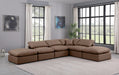 Meridian Furniture - Indulge 140" Brown Vegan Leather Upholstered 6pc. Sectional - 146Brown-Sec6E - GreatFurnitureDeal