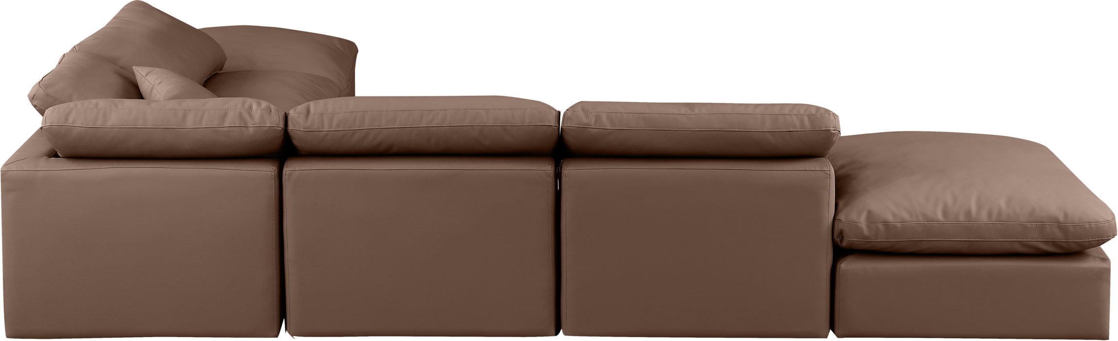 Meridian Furniture - Indulge 140" Brown Vegan Leather Upholstered 6pc. Sectional - 146Brown-Sec6E - GreatFurnitureDeal