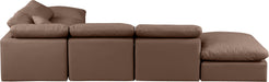 Meridian Furniture - Indulge 140" Brown Vegan Leather Upholstered 6pc. Sectional - 146Brown-Sec6E - GreatFurnitureDeal