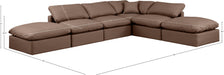 Meridian Furniture - Indulge 140" Brown Vegan Leather Upholstered 6pc. Sectional - 146Brown-Sec6E - GreatFurnitureDeal