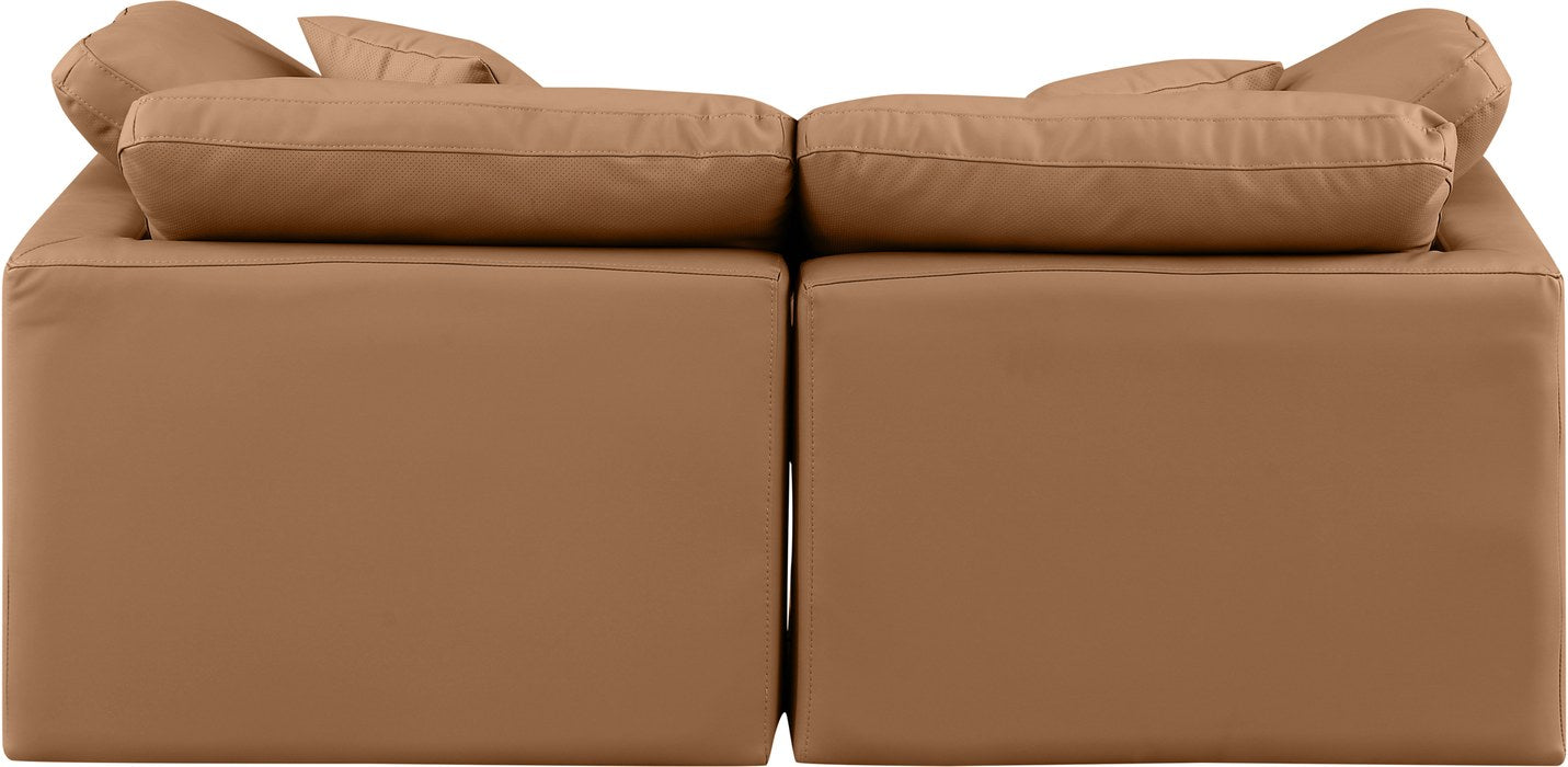 Meridian Furniture - Indulge 70" Cognac Vegan Leather Upholstered 2pc. Loveseat - 146Cognac-S70 - GreatFurnitureDeal