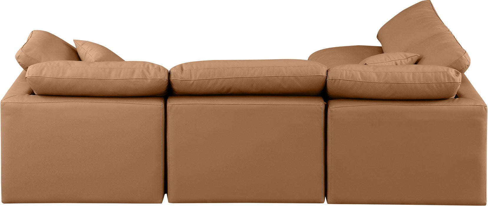 Meridian Furniture - Indulge 105" Cognac Vegan Leather Upholstered 4pc. Sectional - 146Cognac-Sec4B - GreatFurnitureDeal