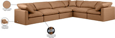 Meridian Furniture - Indulge 140" Cognac Vegan Leather Upholstered 6pc. Sectional - 146Cognac-Sec6A - GreatFurnitureDeal