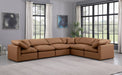 Meridian Furniture - Indulge 140" Cognac Vegan Leather Upholstered 6pc. Sectional - 146Cognac-Sec6A - GreatFurnitureDeal