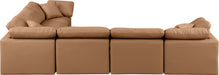Meridian Furniture - Indulge 140" Cognac Vegan Leather Upholstered 6pc. Sectional - 146Cognac-Sec6A - GreatFurnitureDeal
