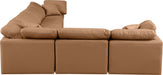 Meridian Furniture - Indulge 140" Cognac Vegan Leather Upholstered 6pc. Sectional - 146Cognac-Sec6A - GreatFurnitureDeal