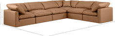 Meridian Furniture - Indulge 140" Cognac Vegan Leather Upholstered 6pc. Sectional - 146Cognac-Sec6A - GreatFurnitureDeal
