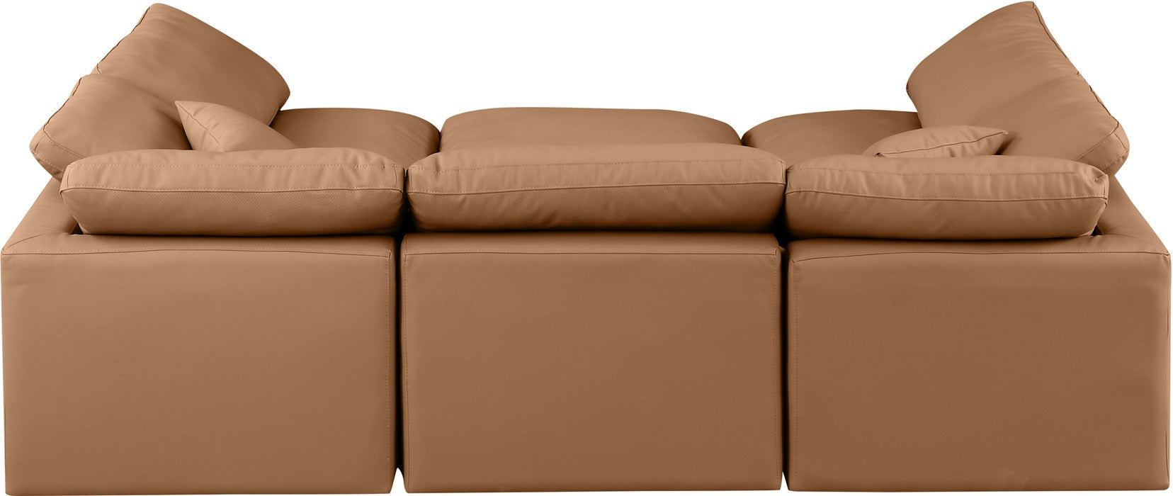 Meridian Furniture - Indulge 105" Cognac Vegan Leather Upholstered 6pc. Sectional - 146Cognac-Sec6C - GreatFurnitureDeal