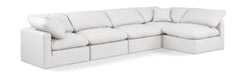 Meridian Furniture - Indulge 140" Cream Vegan Leather Upholstered 5pc. Sectional - 146Cream-Sec5D - GreatFurnitureDeal