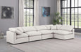 Meridian Furniture - Indulge 140" Cream Vegan Leather Upholstered 5pc. Sectional - 146Cream-Sec5D - GreatFurnitureDeal
