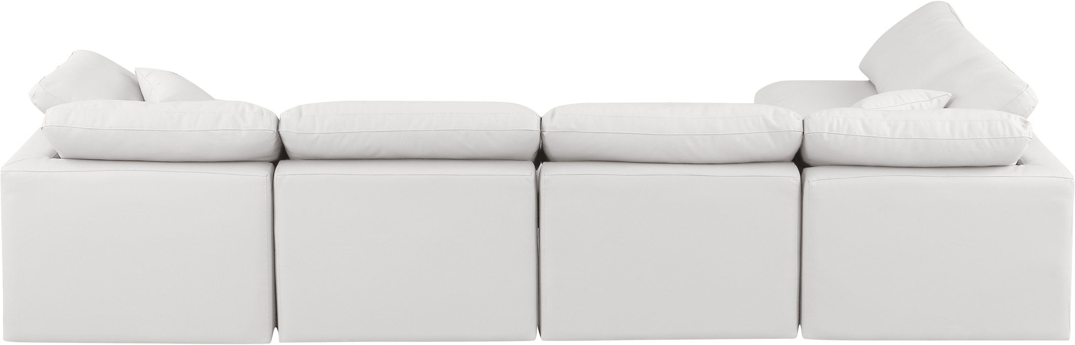 Meridian Furniture - Indulge 140" Cream Vegan Leather Upholstered 5pc. Sectional - 146Cream-Sec5D - GreatFurnitureDeal