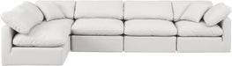 Meridian Furniture - Indulge 140" Cream Vegan Leather Upholstered 5pc. Sectional - 146Cream-Sec5D - GreatFurnitureDeal