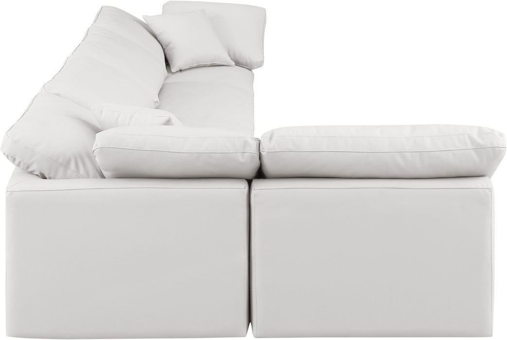 Meridian Furniture - Indulge 140" Cream Vegan Leather Upholstered 5pc. Sectional - 146Cream-Sec5D - GreatFurnitureDeal