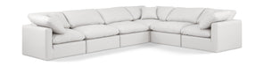 Meridian Furniture - Indulge 140" Cream Vegan Leather Upholstered 6pc. Sectional - 146Cream-Sec6A - GreatFurnitureDeal