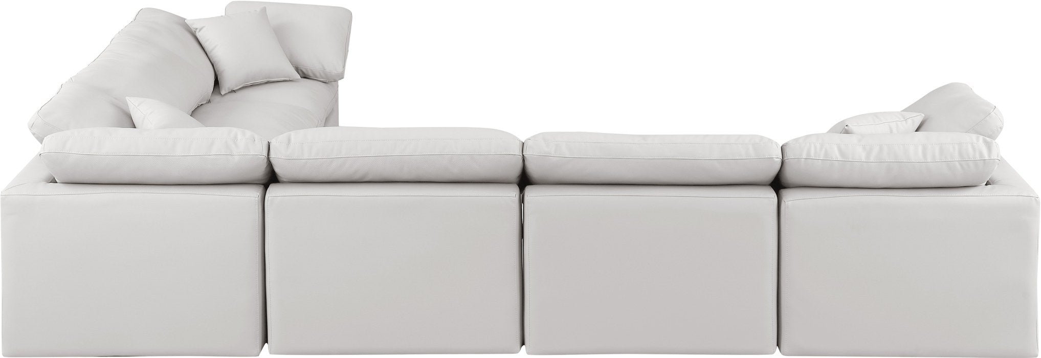 Meridian Furniture - Indulge 140" Cream Vegan Leather Upholstered 6pc. Sectional - 146Cream-Sec6A - GreatFurnitureDeal