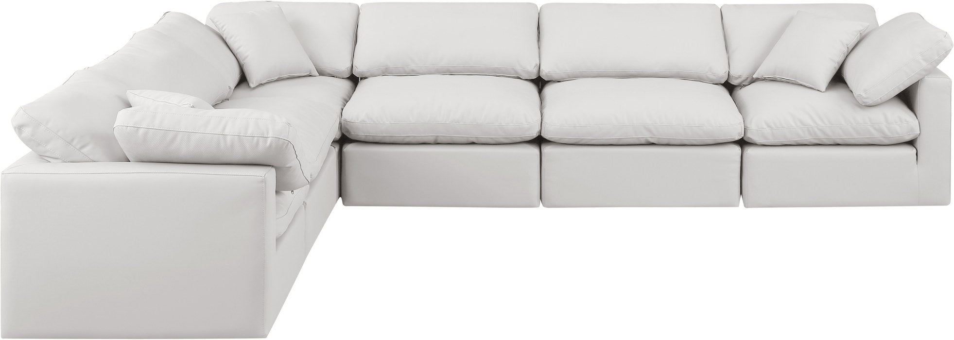 Meridian Furniture - Indulge 140" Cream Vegan Leather Upholstered 6pc. Sectional - 146Cream-Sec6A - GreatFurnitureDeal