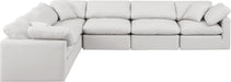 Meridian Furniture - Indulge 140" Cream Vegan Leather Upholstered 6pc. Sectional - 146Cream-Sec6A - GreatFurnitureDeal