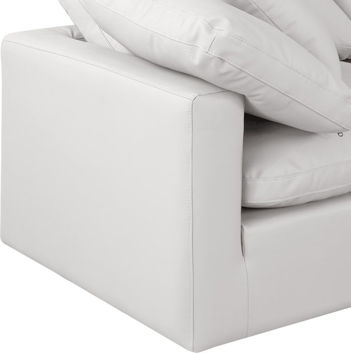 Meridian Furniture - Indulge 140" Cream Vegan Leather Upholstered 6pc. Sectional - 146Cream-Sec6A - GreatFurnitureDeal