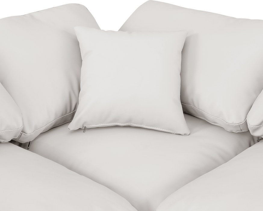 Meridian Furniture - Indulge 140" Cream Vegan Leather Upholstered 6pc. Sectional - 146Cream-Sec6A - GreatFurnitureDeal
