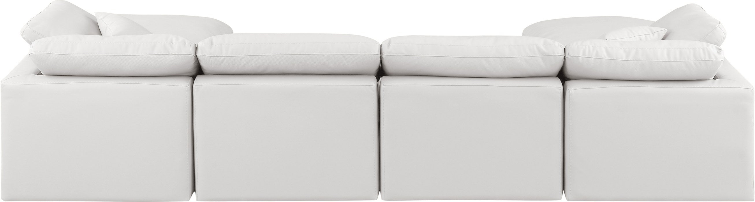 Meridian Furniture - Indulge 140" Cream Vegan Leather Upholstered 6pc. Sectional - 146Cream-Sec6B - GreatFurnitureDeal