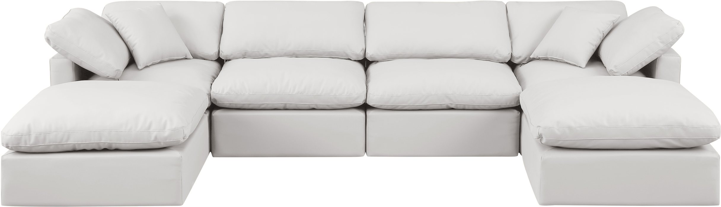 Meridian Furniture - Indulge 140" Cream Vegan Leather Upholstered 6pc. Sectional - 146Cream-Sec6B - GreatFurnitureDeal