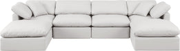 Meridian Furniture - Indulge 140" Cream Vegan Leather Upholstered 6pc. Sectional - 146Cream-Sec6B - GreatFurnitureDeal