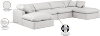 Meridian Furniture - Indulge 140" Cream Vegan Leather Upholstered 6pc. Sectional - 146Cream-Sec6B - GreatFurnitureDeal