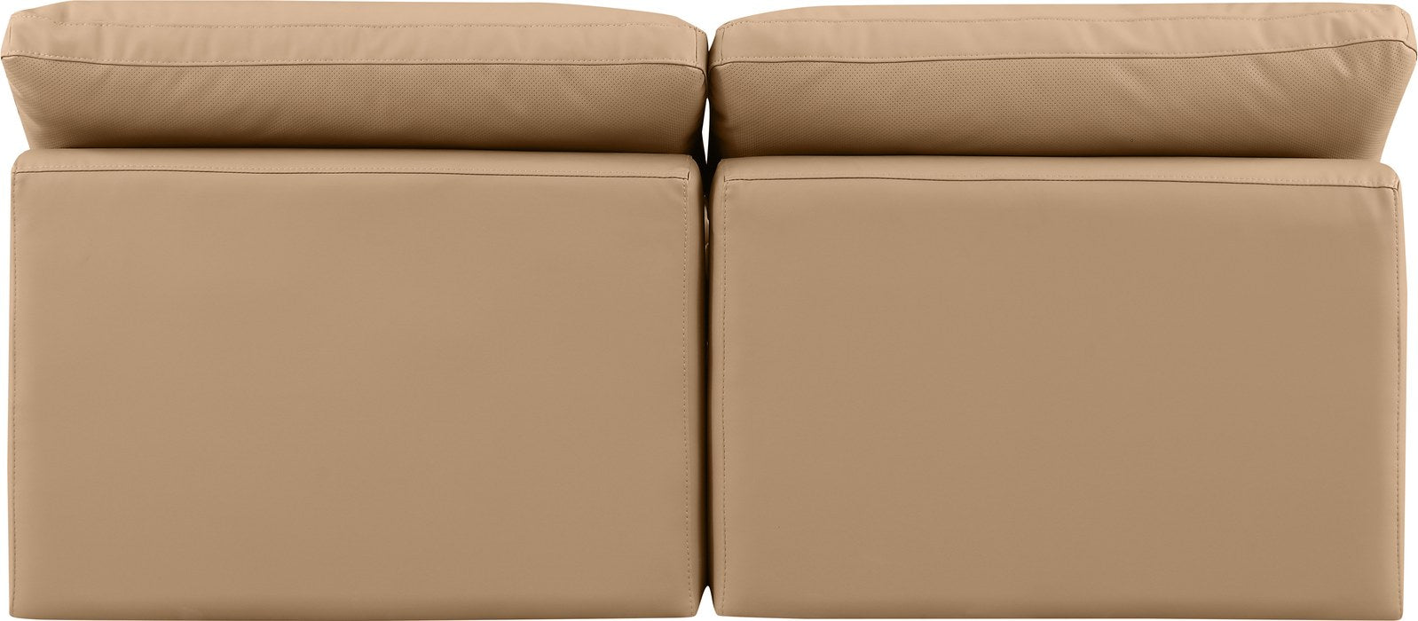 Meridian Furniture - Indulge 70" Tan Vegan Leather Upholstered 2pc. Armless Loveseat - 146Tan-S2 - GreatFurnitureDeal